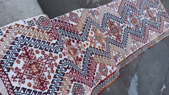 トライバルパターンキリム ヴィンテージウール トルコ キリム柄