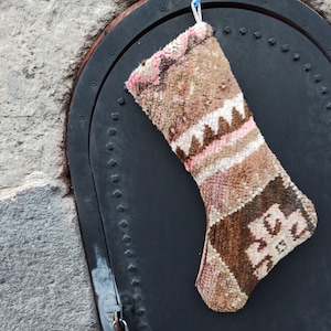 Excellent Stocking, Angelofrugs Sock, Kilim Stocking Christmas, Vintage Rug Sock, Handmade Sock, Xmas Socks, Ornament ,for gift tribal sock,