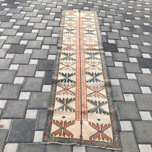 Vintage Turkish Patchwork Rug Runner: Wool & Cotton, 2x8 ft