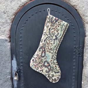EXCELLENT Stocking , Christmas Kilim Stocking, Vintage-hand-made , Christmas trees, Wool rug sock, Stunning Patterned, Kayseri Rug Stocking!