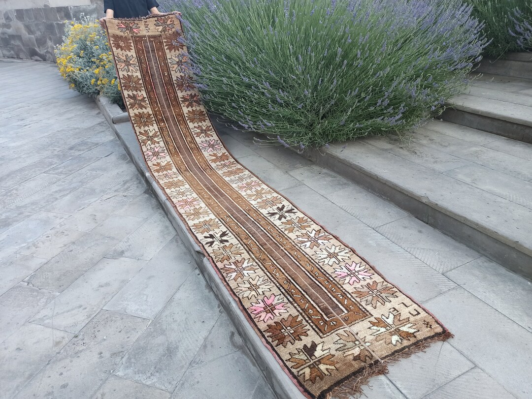Vintage Turkish Patchwork Runner Rug: Brown-pink Wool, 2.3x12.3 Ft - Etsy