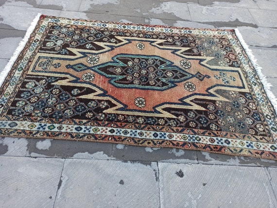 ヴィンテージトルコウールラグ 4x5：トライバルアナトリア装飾 - Etsy 日本