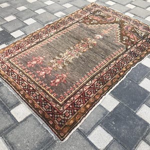 Vintage Armenian Wool Rug: Rare Pattern, Faded Colors, 3x4.5