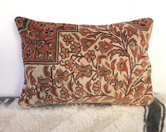 16x24 İnc, turkish rug pillow, throw pillow cases, lumbor cushion cover, mothers day gifts, hand-made-vintage , rustic boho deco + home deco