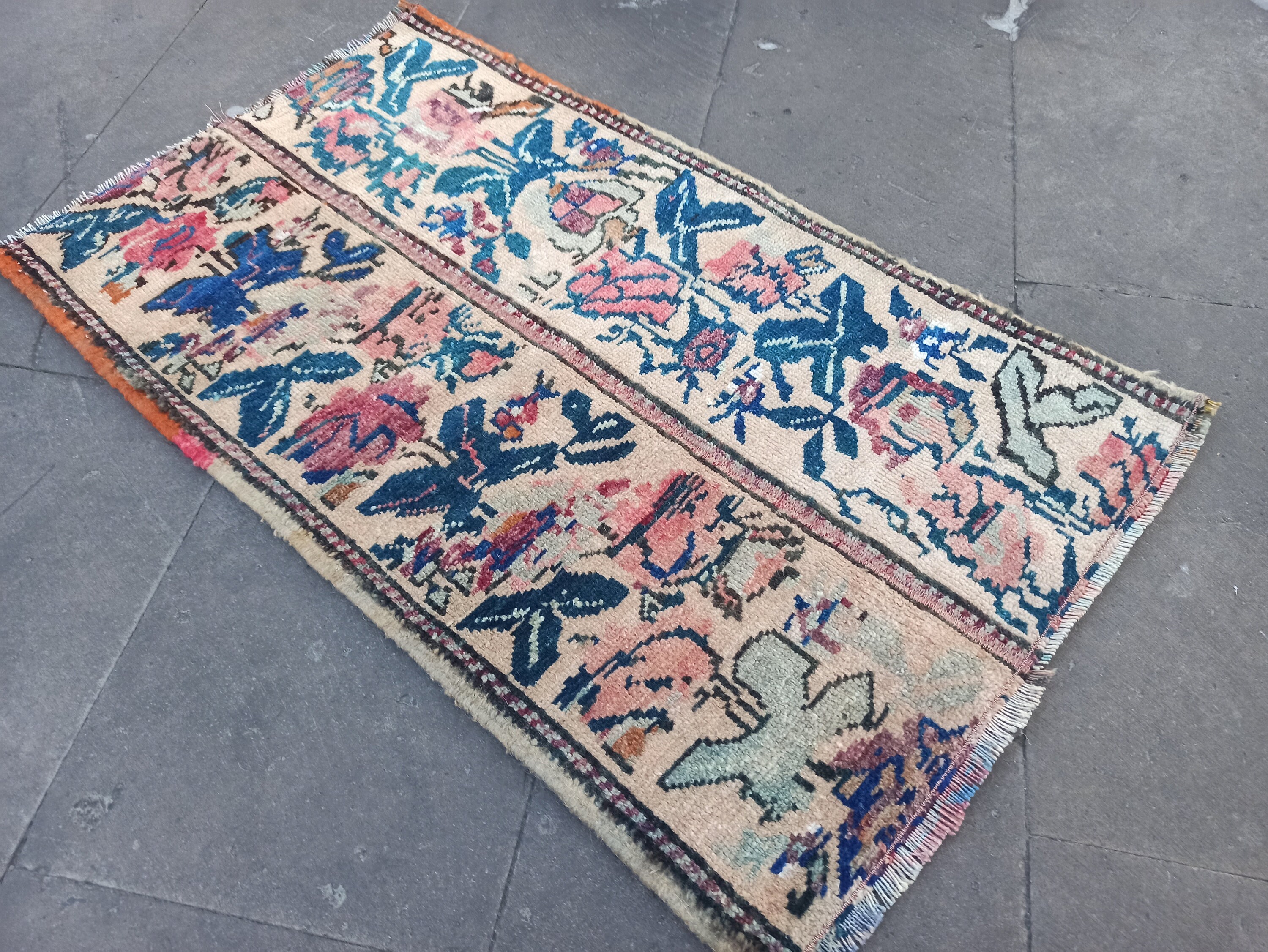 パッチワーク ウシャク ラグ：ヴィンテージ トルコウール ドアマット