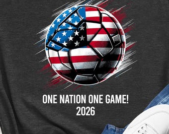 USA Soccer T-Shirt, Patriotic American Flag Graphic, 2026