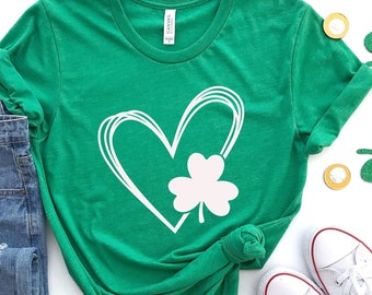 Saint Patrick's Day Heart Shirt, St Patrick Day Shirt, Shamrock Shirt, Heart Shamrock Shirt, Lucky Shirt, Irish Shirt, St. Paddy's Day Shirt