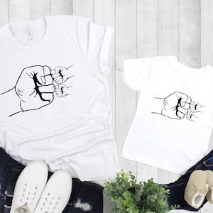 Father and two children Shirts, Father and Son Matching Shirts, Fist Bump, Fathers Day Gift from Son,