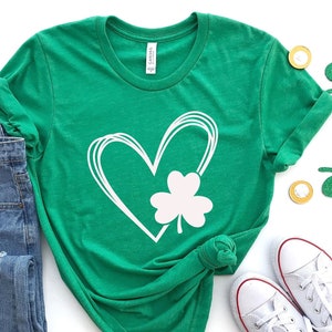 Saint Patrick's Day Heart Shirt, St Patrick Day Shirt, Shamrock Shirt, Heart Shamrock Shirt, Lucky Shirt, Irish Shirt, St. Paddy's Day Shirt