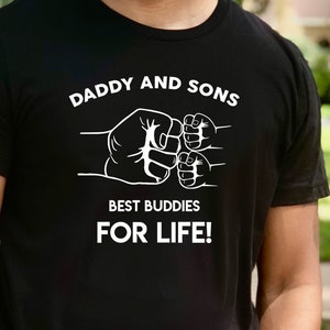 Father and two children Shirts, Daddy And Sons, Father and Son Matching Shirts, Fist Bump, Fathers Day Gift from Son,