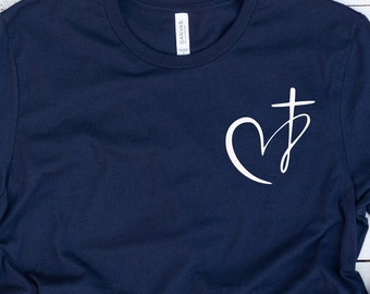 Heart Cross Christian Shirt: Faith Religious Apparel