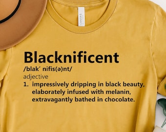 Blacknificient Definition Shirt, Definition Shirts About Women, Definition Print, Terminology Shirt, Shirts With Sayings, Black Woman Gift