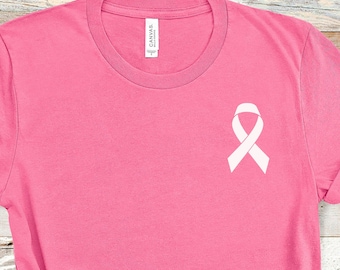 Pink Ribbon Breast Cancer Awareness Shirt: Bella Canvas Cotton Tee