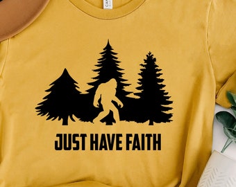 Camiseta Bigfoot 'Solo ten fe': Camiseta de Yeti para acampar