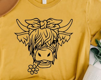 Highland Cow Graphic Tee, Farm Animal Shirt