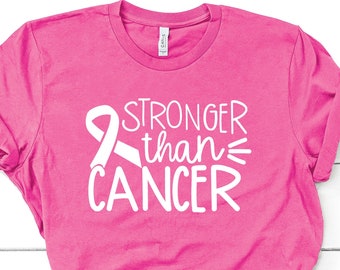 Stronger Than Cancer Shirt: Pink Ribbon Awareness, Handmade Cotton