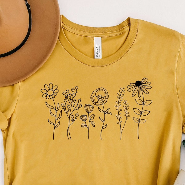 Wildflower Tshirt, Wild Flowers Shirt, Floral Tshirt, Flower Shirt, Gift for Women, Ladies Shirts, Best Friend Gift, Valentines Day Gift