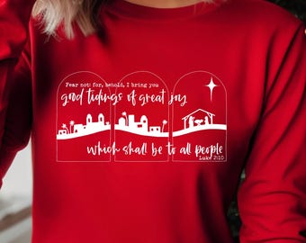 Nativity Christmas Shirt: Good Tidings Family Tee