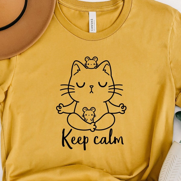 Yoga cat Shirt, Funny cats shirt, Meditating cat shirt, Keep Calm Shirt, Funny yoga shirt, Cat shirt