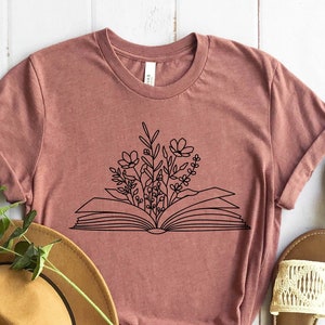 Flower Shirt, Reading Shirt,  Book Tshirt, Graphic Tees For Women Shirt,  Flower Books Read Shirt, Book Lover Shirt, Cute Reading Shirt,