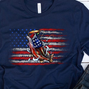 Fish Usa Flag Tshirt 