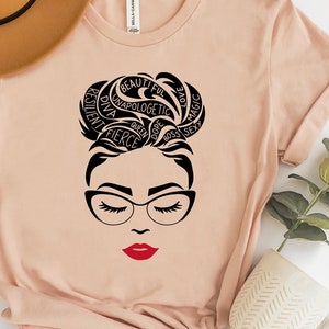 Black Queen Shirt: Afro Woman Empowerment Tee, Valentine's Gift Peach