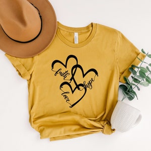 Faith Hope Love Shirt: Christian Graphic Tee, Religious Gift