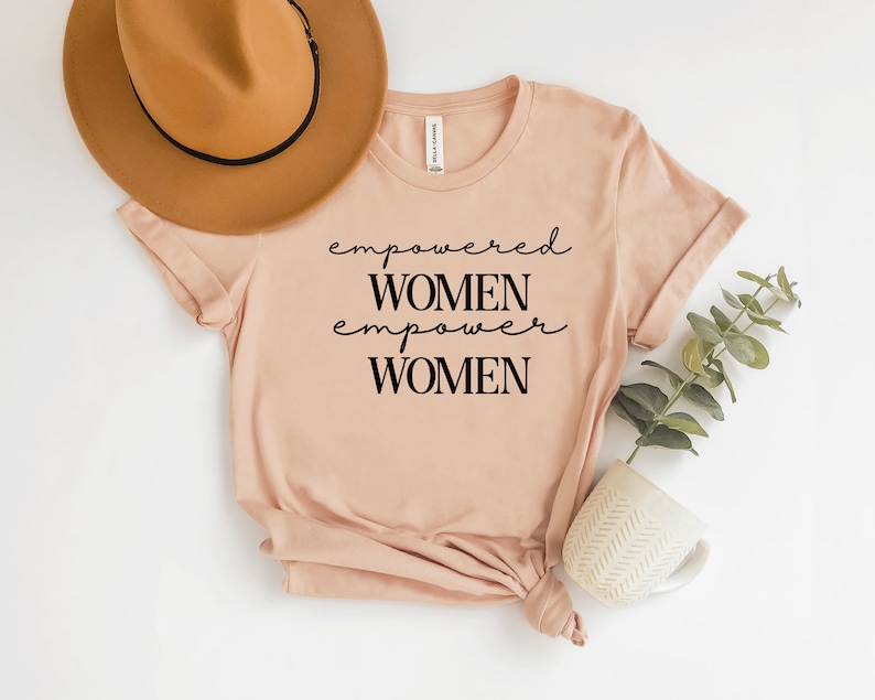 Empowered Women Cotton Tee: Feminist Gift Shirt Peach