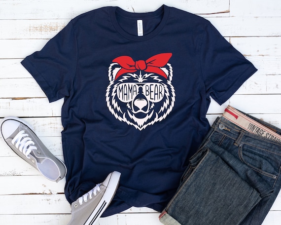 Mama Bear T-Shirt: Bandana Bear Graphic Tee, New Mom Gift