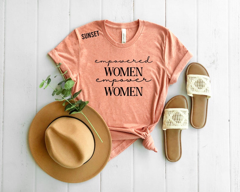 Empowered Women Cotton Tee: Feminist Gift Shirt Sunset