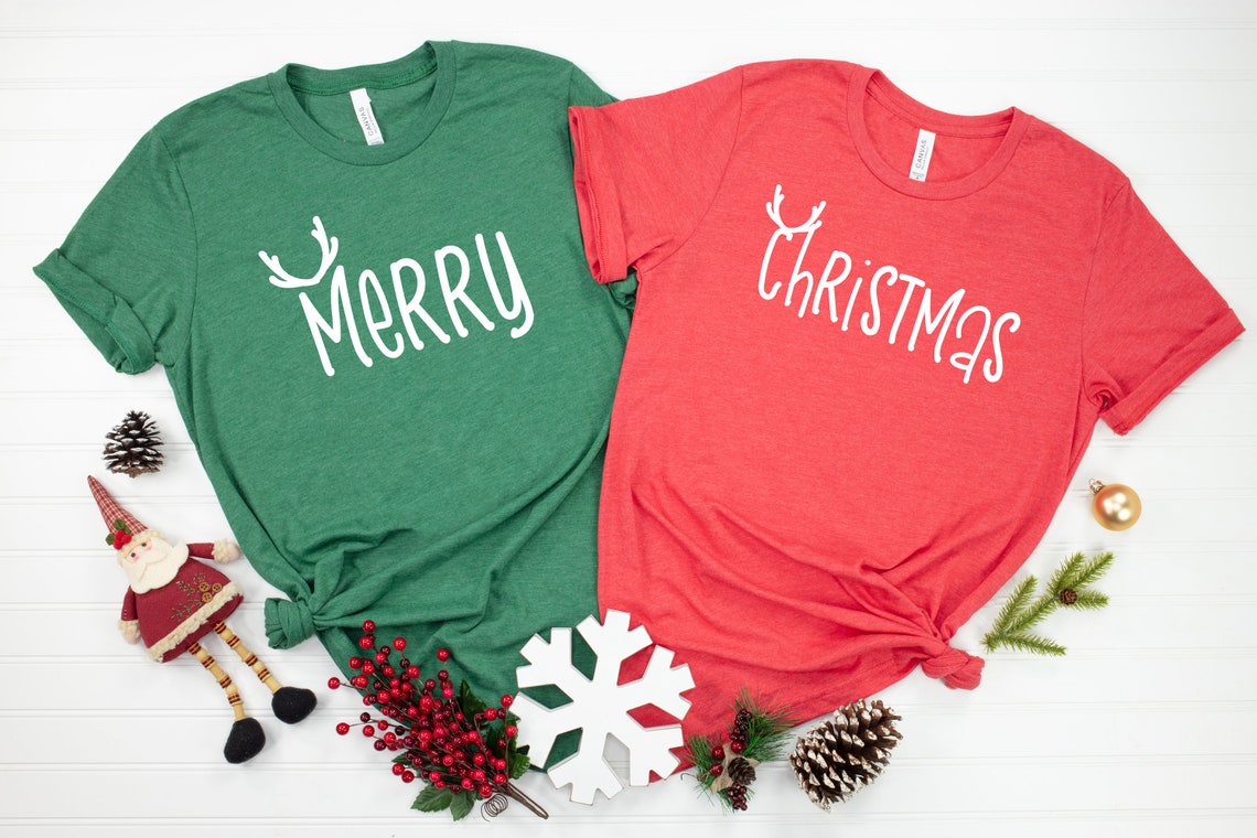 Matching Christmas Couples Shirts Merry Christmas Christmas Etsy Christmas Couples Shirts