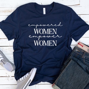 Empowered Women Cotton Tee: Feminist Gift Shirt Navy