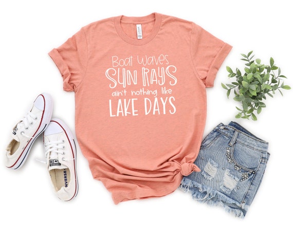 Sun Rays Boat Waves Hello Summer Shirt Lake Life Shirt | Etsy