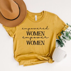 Empowered Women Cotton Tee: Feminist Gift Shirt Mustard