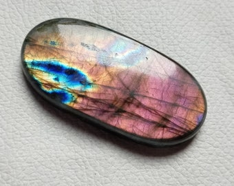 Multi Purple Flashy Oval Shape Labradorite Gemstone Purple Labradorite Cabochon Weight 111Cts Size 43*32*8mm Labradorite Loose Gemstone