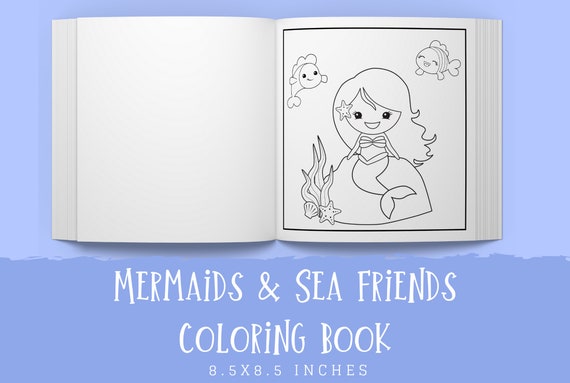 Download Kdp Interior Template Coloring Book For Kids Mermaids Sea Etsy