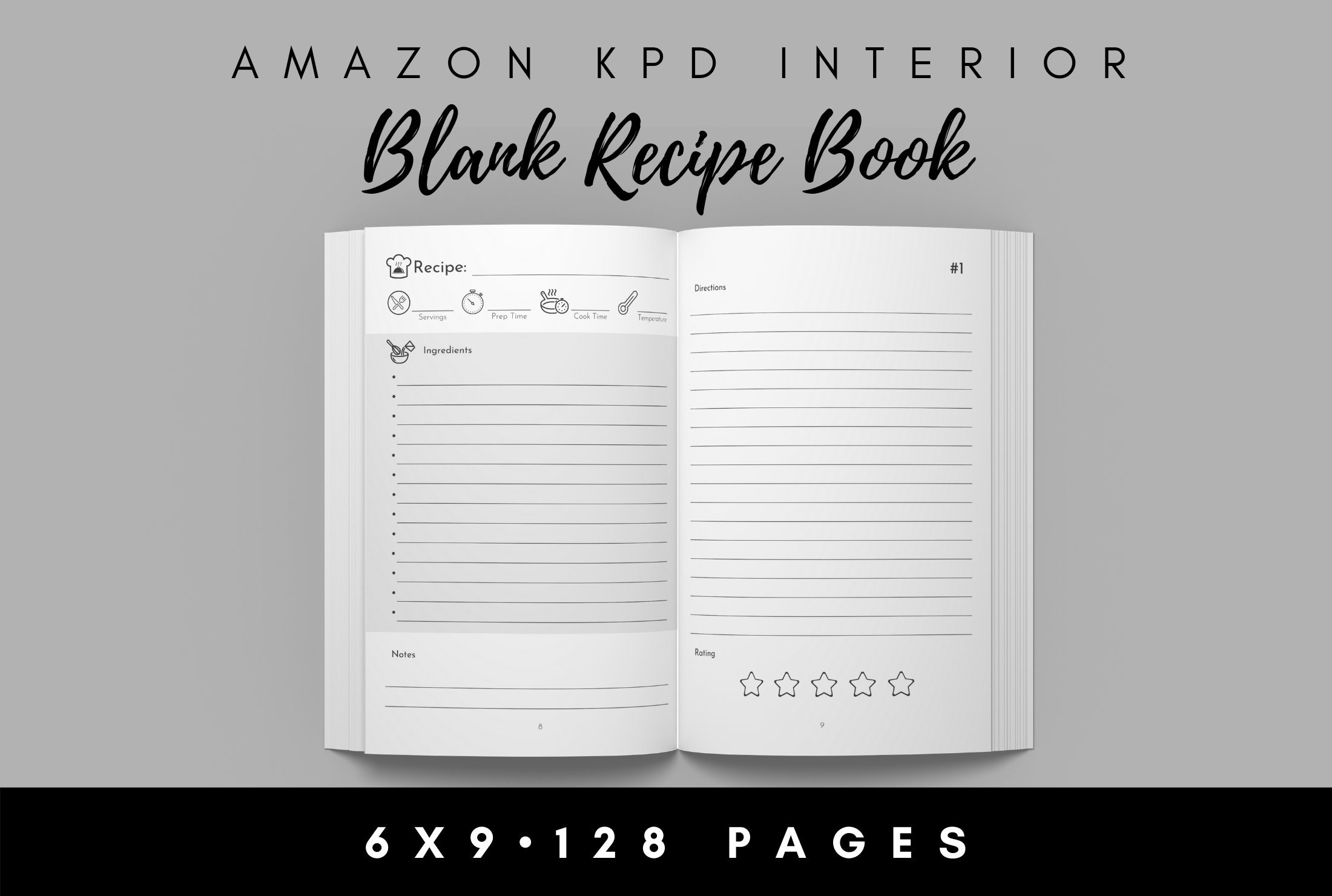 KDP Interior Template: Blank Recipe Book 128 pages for 60 | Etsy