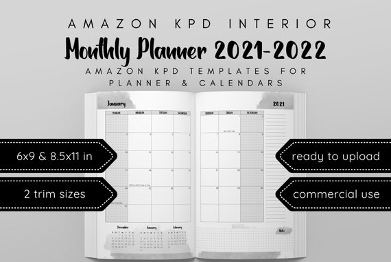 Download Kdp Interior Template Monthly Planner 2021 2022 With Us Etsy