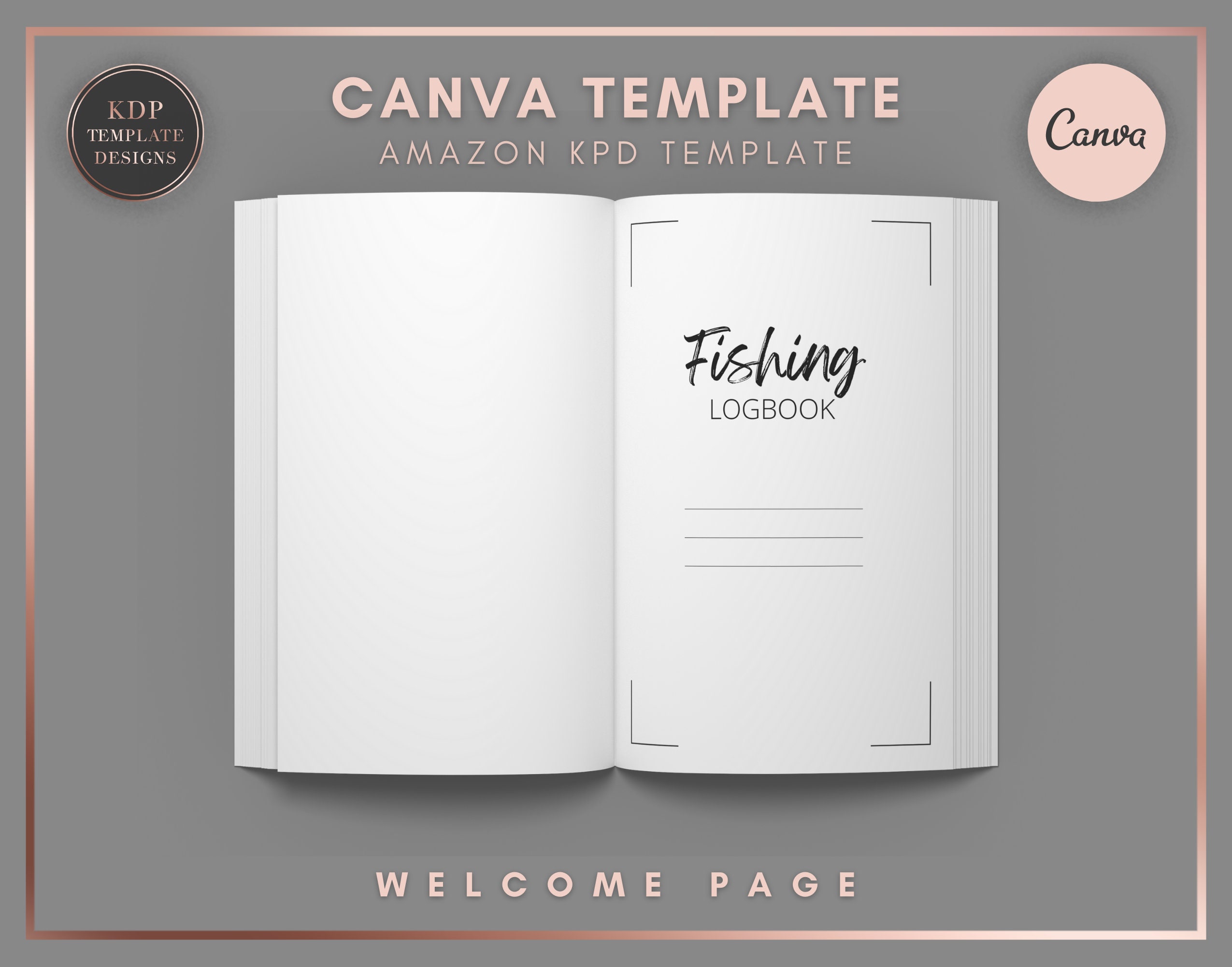 Fishing Logbook CANVA Template Editable & Customizable 6x9 Inches with  Bleed Commercial Use KDP Template 