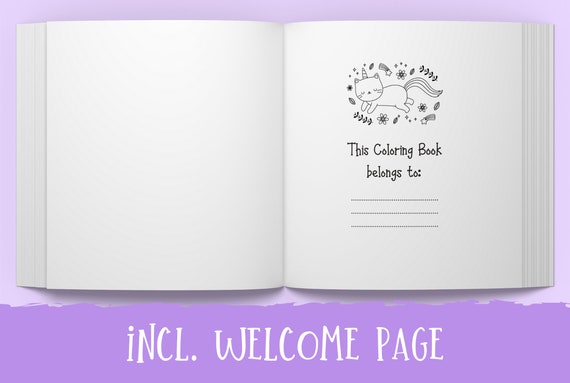 Download Kdp Interior Template Cute Cat Unicorn Coloring Book For Kids Etsy
