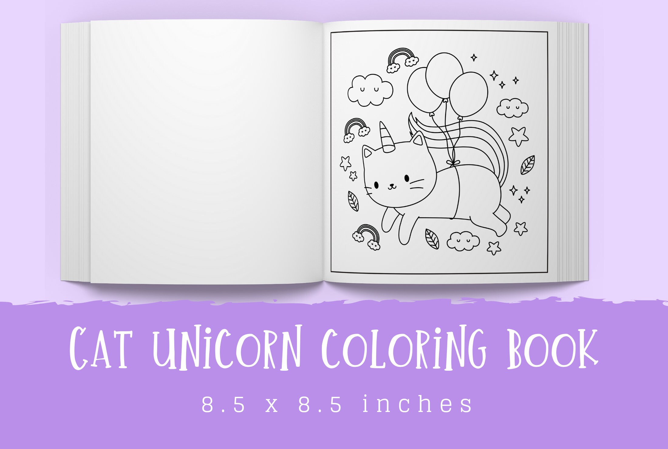 Download Kdp Interior Template Cute Cat Unicorn Coloring Book For Kids Etsy