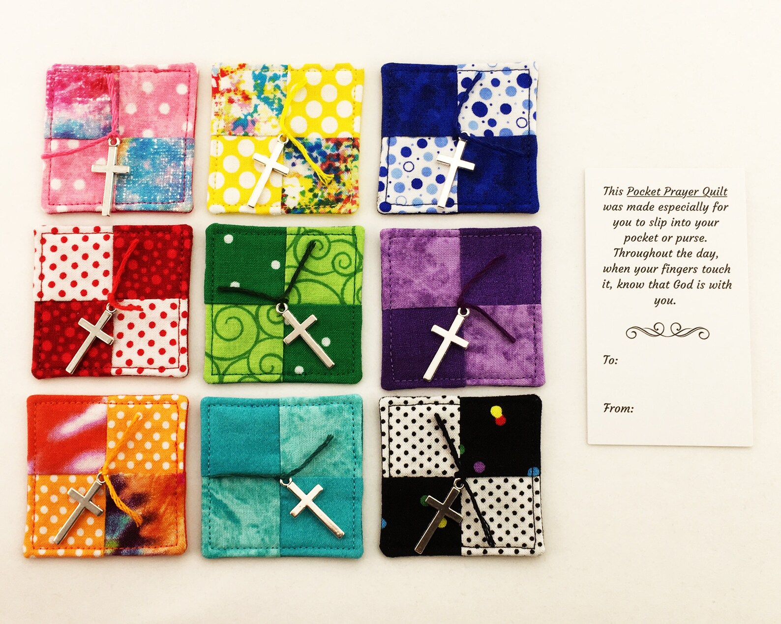 Pocket Prayer Quilt with Cross Charm Etsy