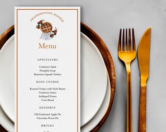 Editable Thanksgiving Dinner Menu