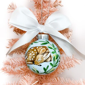 Hand-painted, Baby Dear, Christmas Ornament image 1