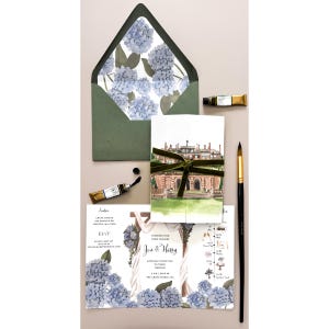 Watercolor Venue Wedding Invitation Modern Gatefold Wedding Invite Gatefold Wedding Invite Venue Watercolor Wedding Invite Gatefold