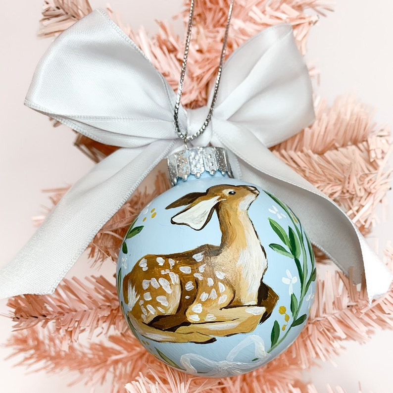 Hand-painted, Baby Dear, Christmas Ornament image 2