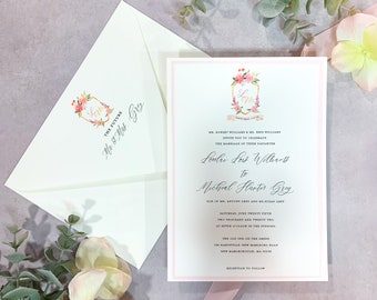 Custom Watercolor Monogram Wedding Invitation