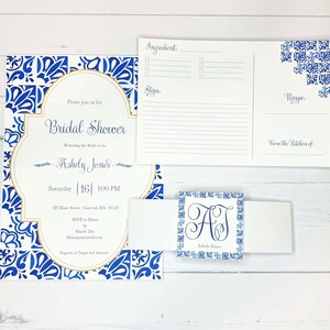 Elegant Blue Tiles Bridal Shower Invitation – Azulejos-Inspired Design