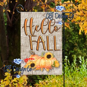 Digital Download, Hello Fall Garden Flag Design, Flag Design, PNG for Sublimation, Printable Graphics