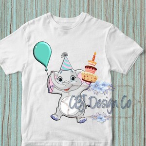 Digital Download, Elephant, Birthday Design, PNG for Sublimation ...